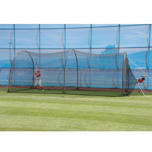 Heater Real Baseball Pitching Machine w/ Feeder & Xtender 24' Batting Cage