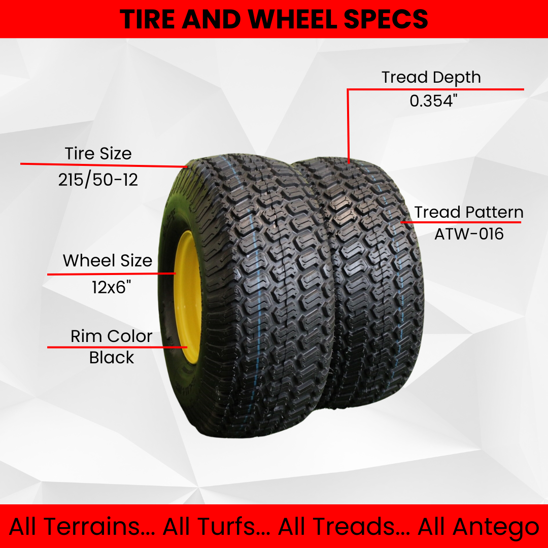 215/50-12 4 Ply with 12x6 Black Aluminum Wheel and Tire Assemblies for Golf Cart (Qty: 1)