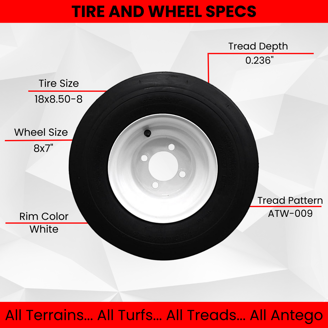 18x8.50-8 with 8x7 White Assembly for Golf Cart and Lawn Mower (Qty: 1)
