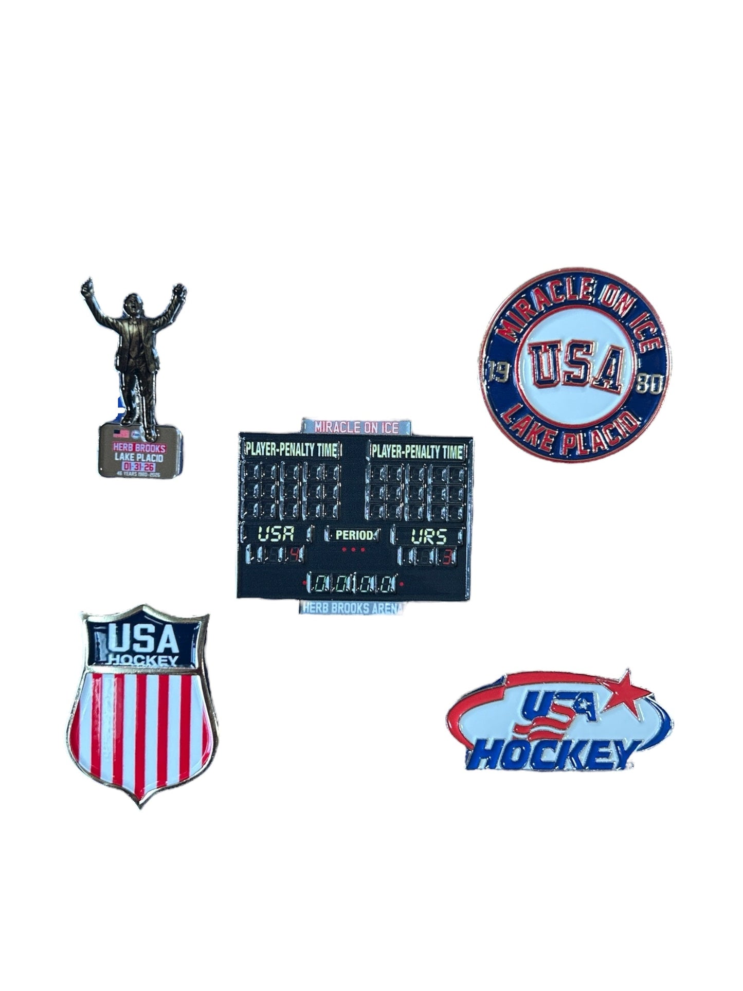 Miracle on Ice 1980 USA Hockey Team Official 5 Collectors Pin Set