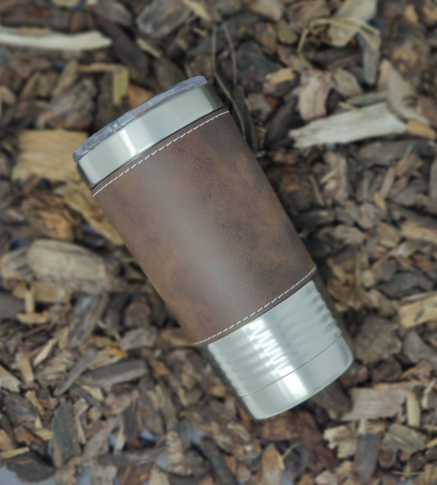 20oz Faux Leather Tumbler Mug, Baseball Ball, Personalized Engraving Included