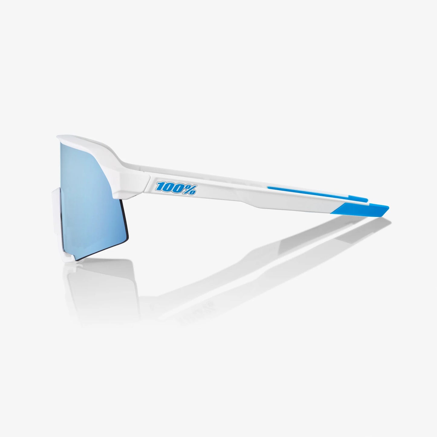 100% S3 Performance Sunglasses - SE Movistar Team White HiPER Blue Multilayer Mirror Lens