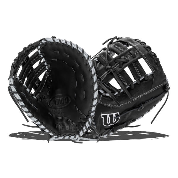 Wilson A700 Black/Silver/White 12.00" Baseball 1st Base Mitt WBW10163712