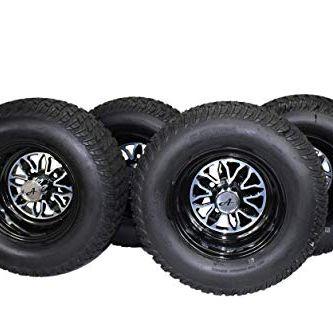 20x10.00-10 ATW-020 Turf Tires with 10x7 Fusion Glossy Black Wheels for Golf Carts (Set of 2)