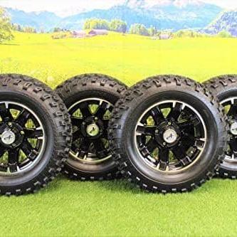 23X10.50-12 with 12x6 Black Aluminum Wheel and Tire Assembly for Golf Cart (1 Right 1 Left)