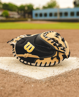 Wilson 2024 Winter A2000 SA34SS Blonde/Navy 34.00" Baseball Catcher's Mitt WBW10253134