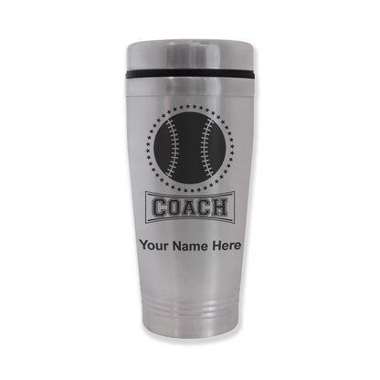 Commuter Travel Mug, Baseball Coach, Personalized Engraving Included