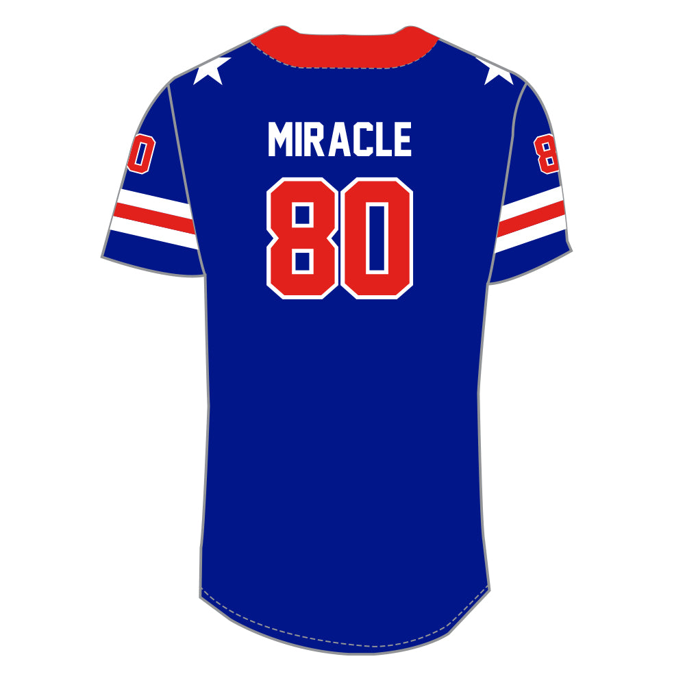 USA 1980 Miracle Performance Baseball Jersey Blue