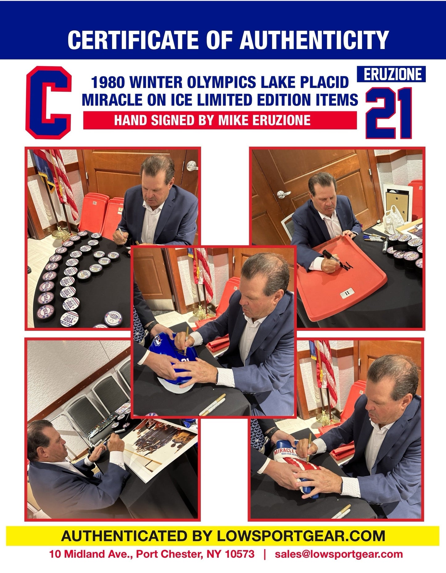 Mike Eruzione Miracle on Ice CCM Mini Hockey Helmet Hand Signed