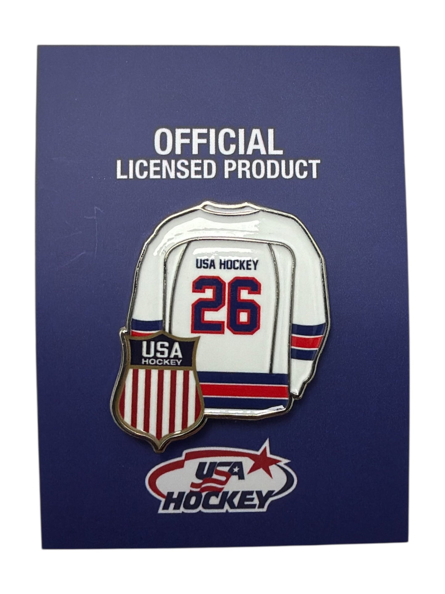 USA Hockey White Jersey Shield Pin