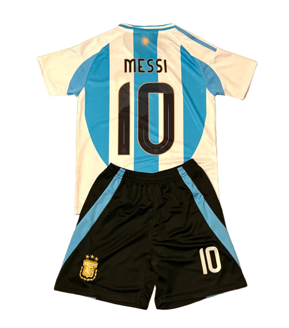Kids Messi Jersey Kit - Argentina Black Shorts Version Soccer Jersey Set