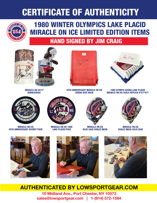 Jim Craig Signed Miracle on Ice 1980 Lake Placid Puck