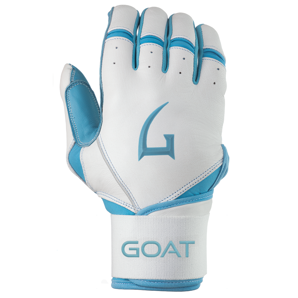 Goathletic Origin Series Long Cuff White and Electric Blue Batting Gloves