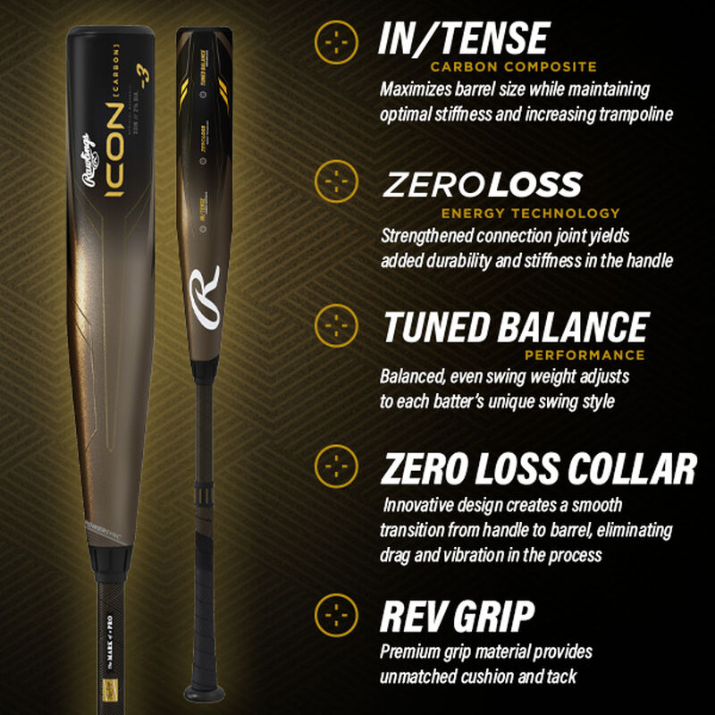 Rawlings 2023 Icon -3 BBCOR Baseball Bat RBB3I3