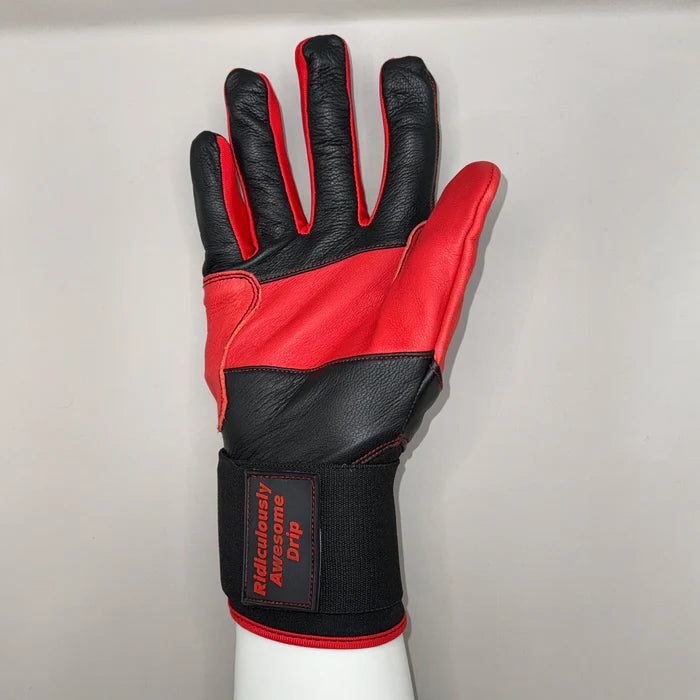 Ridiculously Awesome Drip Batting Gloves - Knockout Black & Red