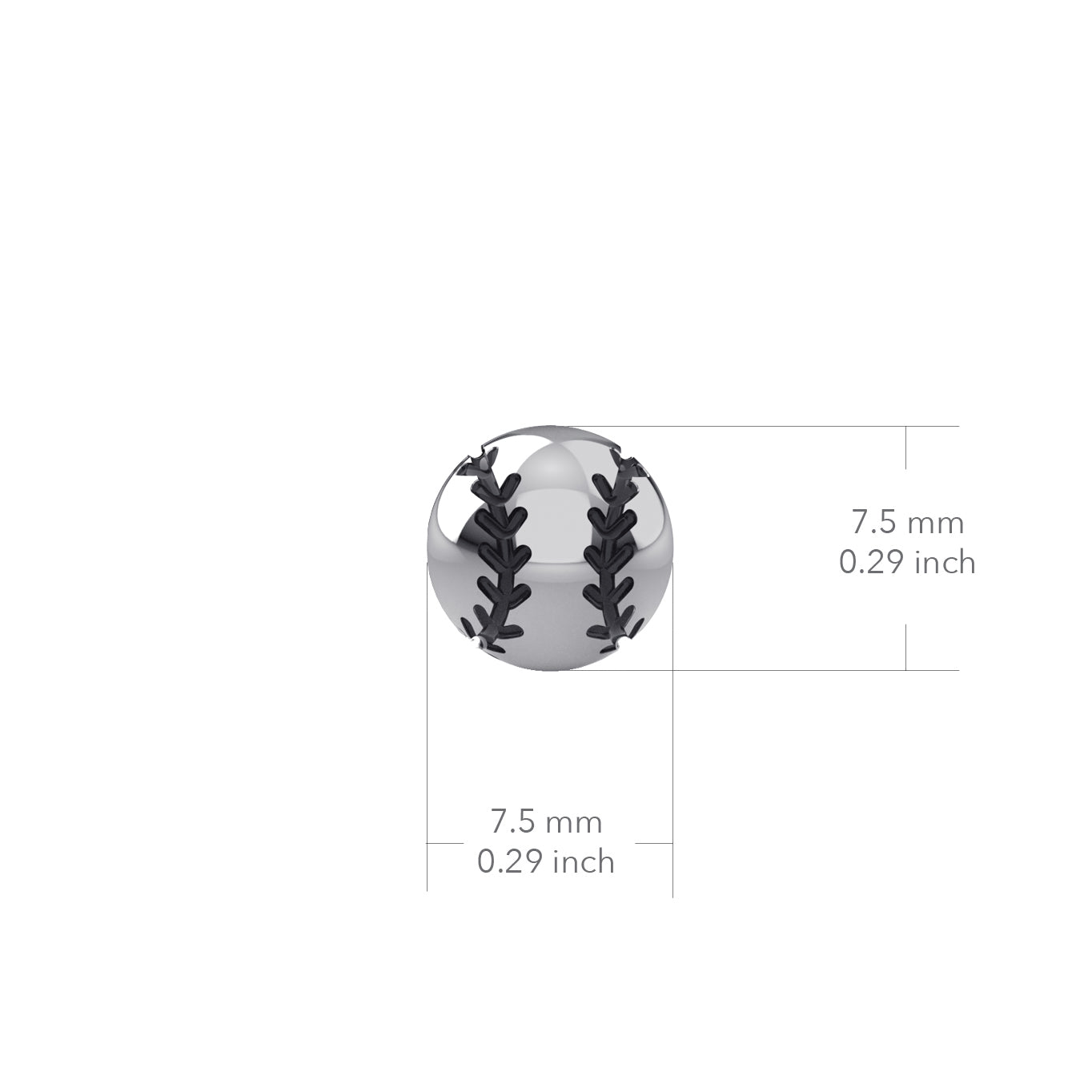 Softball Mini Domed Stud Earrings - Silver