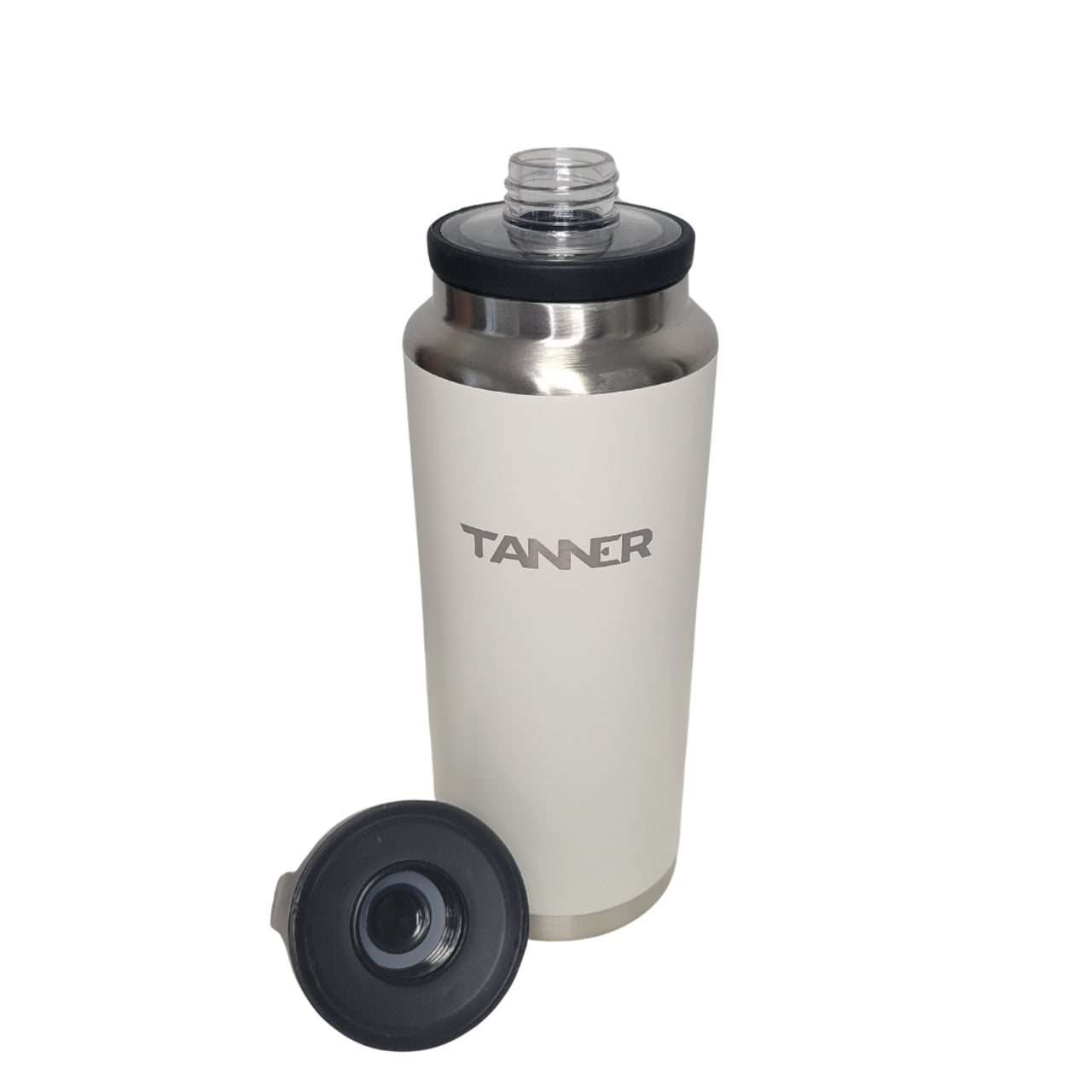Tanner Tees - 37oz Insulated Water Bottle with Lid Handle - Cream