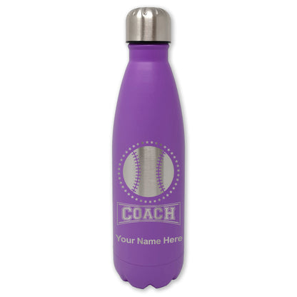 LaserGram Double Wall Water Bottle, Baseball Coach, Personalized Engraving Included