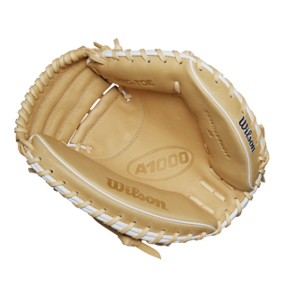 Wilson 2025 A1000 CM33 Blonde/Black/White 33.00" Baseball Catcher's Mitt WBW10258933