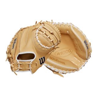 Wilson 2025 A1000 CM33 Blonde/Black/White 33.00" Baseball Catcher's Mitt WBW10258933