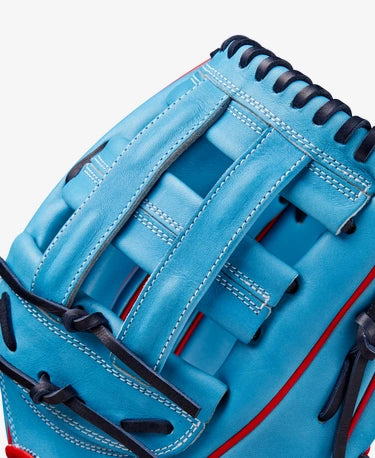 Wilson 2024 Fall A2000 1750 Sky Blue/Red 12.50" Baseball Glove WBW102706125