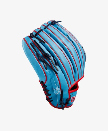 Wilson 2024 Fall A2000 1750 Sky Blue/Red 12.50" Baseball Glove WBW102706125