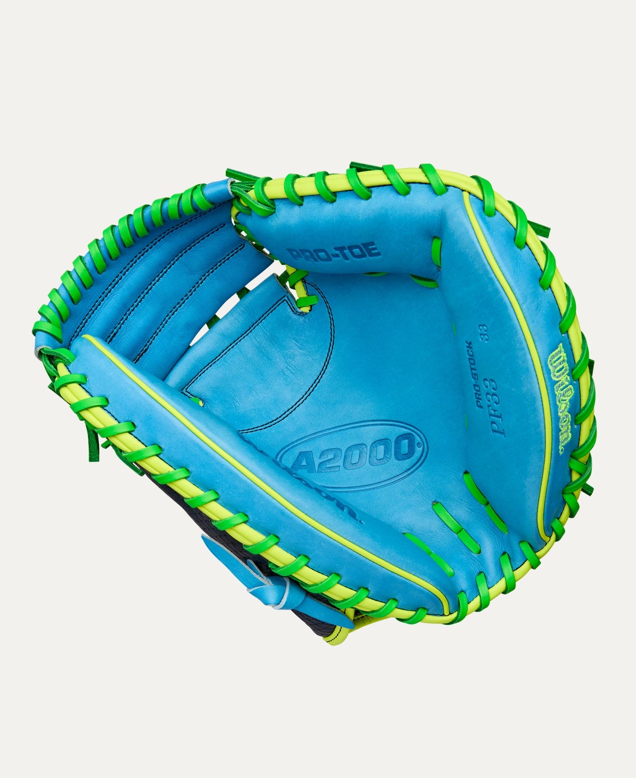 Wilson 2025 Fall A2000 PF33SS Navy/Sky Blue/N 33.00" Baseball Catcher's Mitt WBW10346533