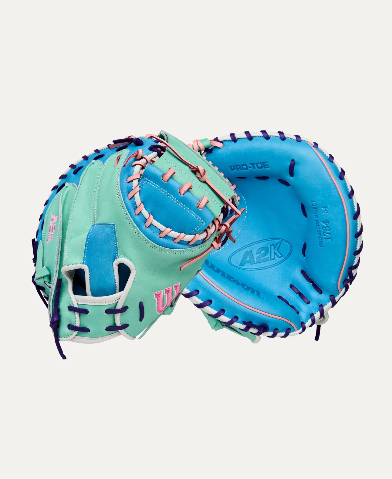 Wilson 2025 Fall A2K 1734 Sea/Sky Blue 34.00" Baseball Catcher's Mitt WBW10347634