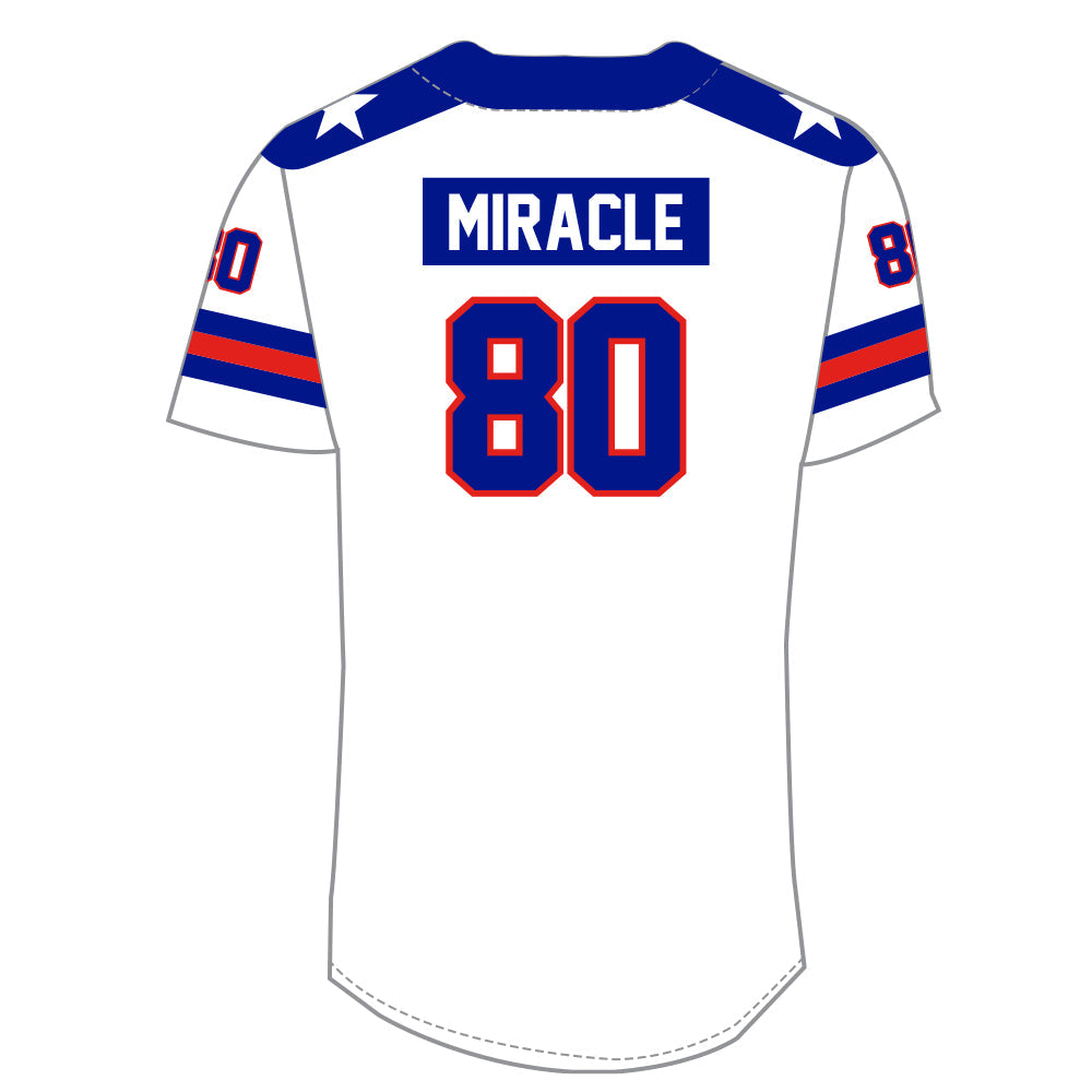 USA 1980 Miracle Embroidered Cotton Baseball Jersey White