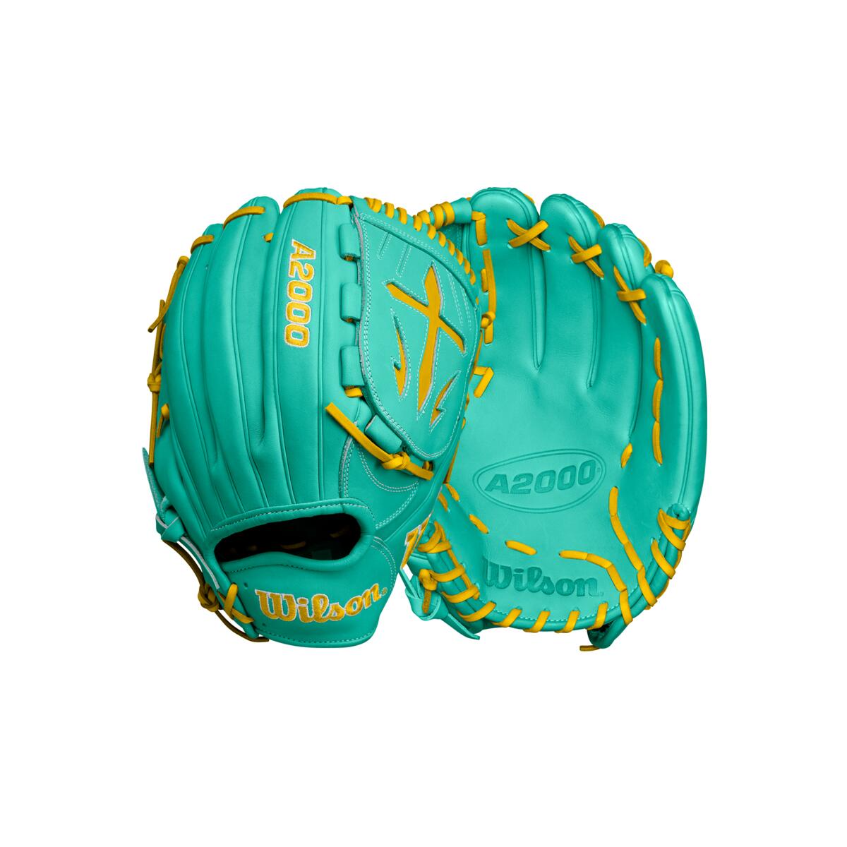 Wilson 2024 Fall A2000 B23 Seafoam/Yellow 12" Baseball Glove WBW10227012