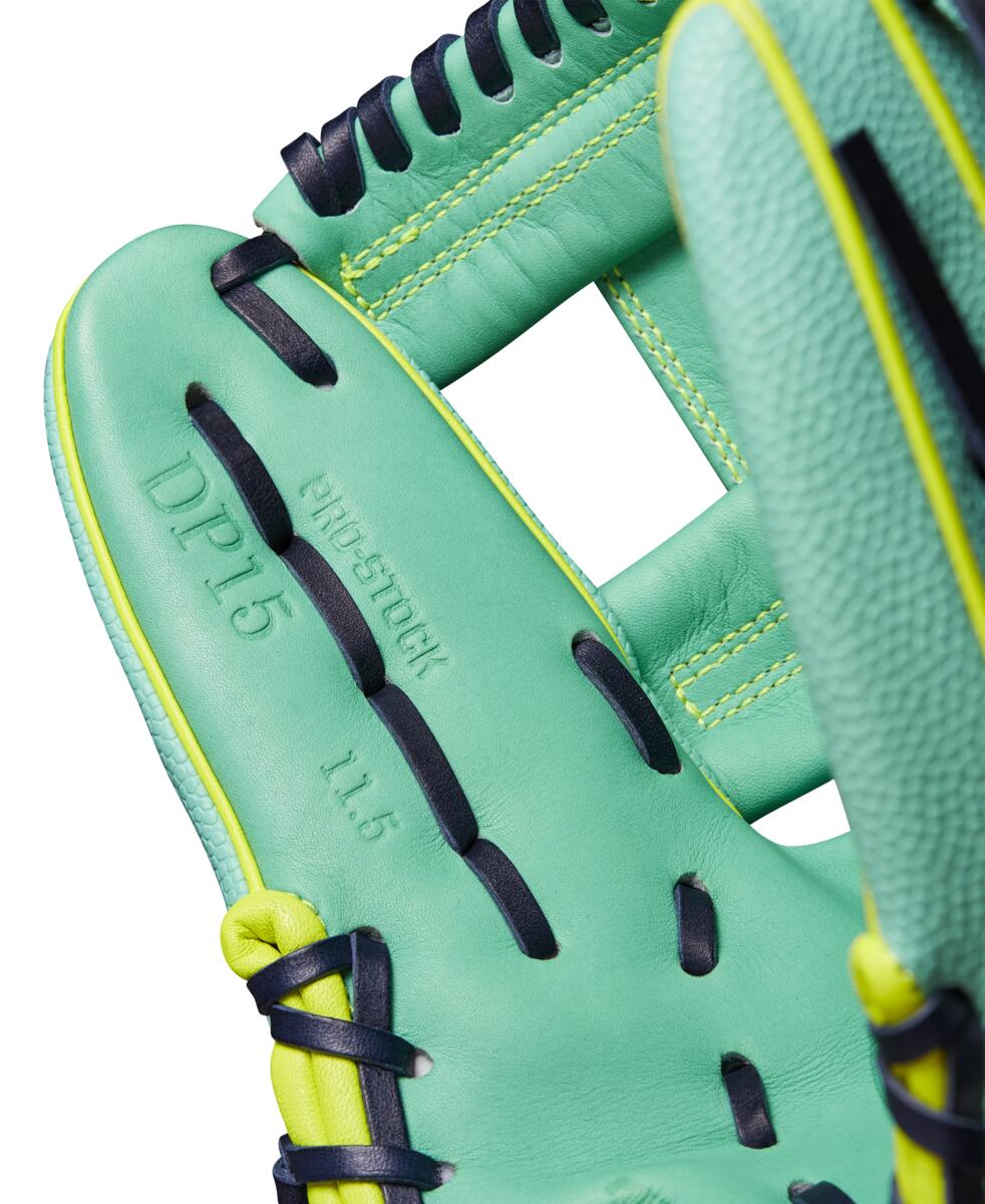 Wilson 2024 Fall A2000 DP15SS Seafoam/Optic 11.5" Baseball Glove WBW102275115
