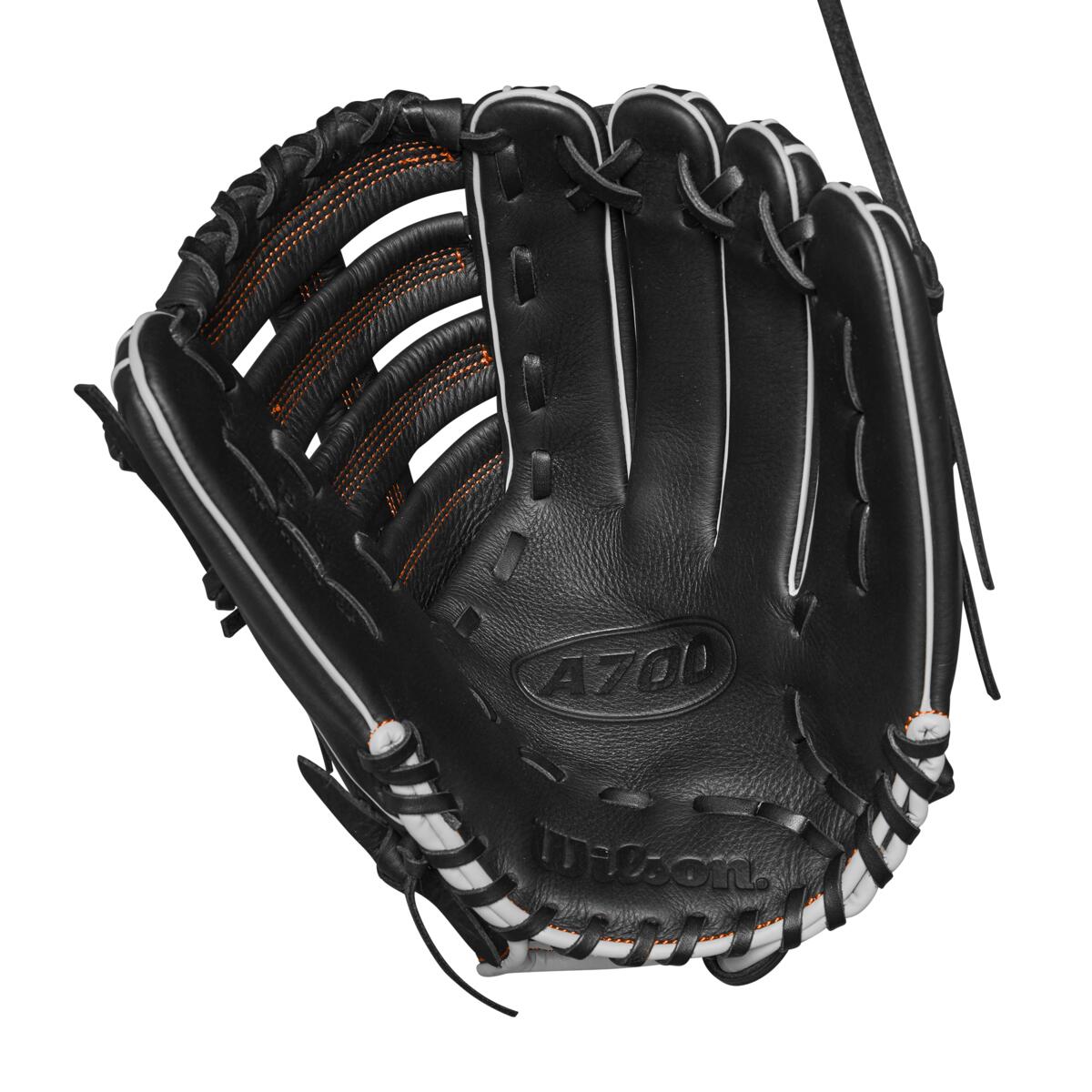 Wilson A700 Black/Silver/Orange 12.50" Baseball Glove WBW101430125