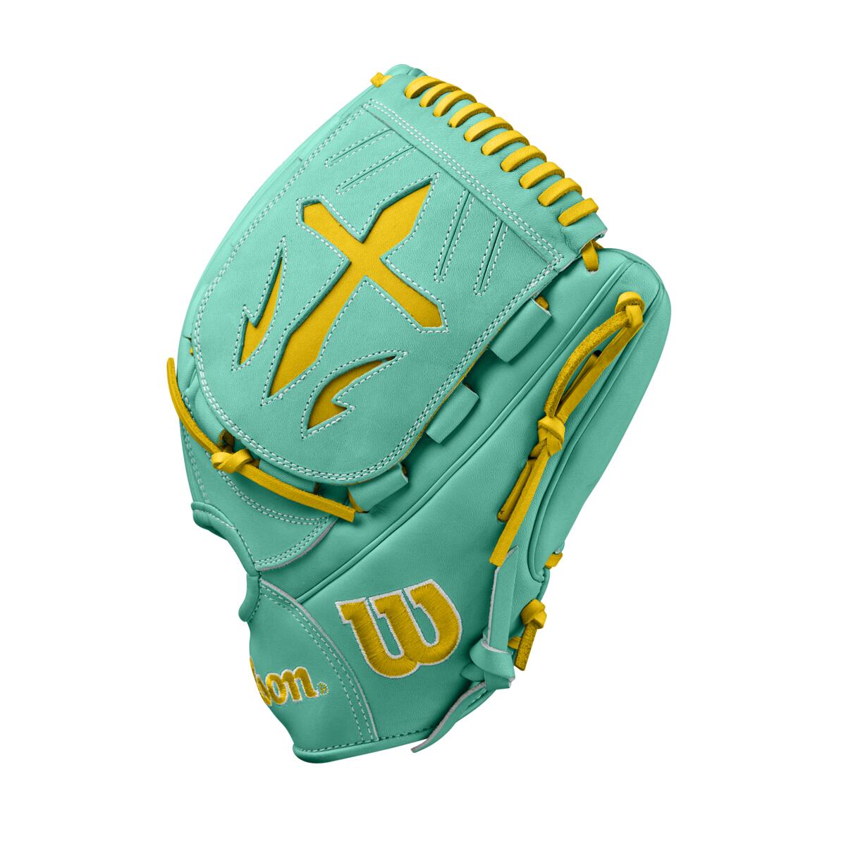 Wilson 2024 Fall A2000 B23 Seafoam/Yellow 12" Baseball Glove WBW10227012