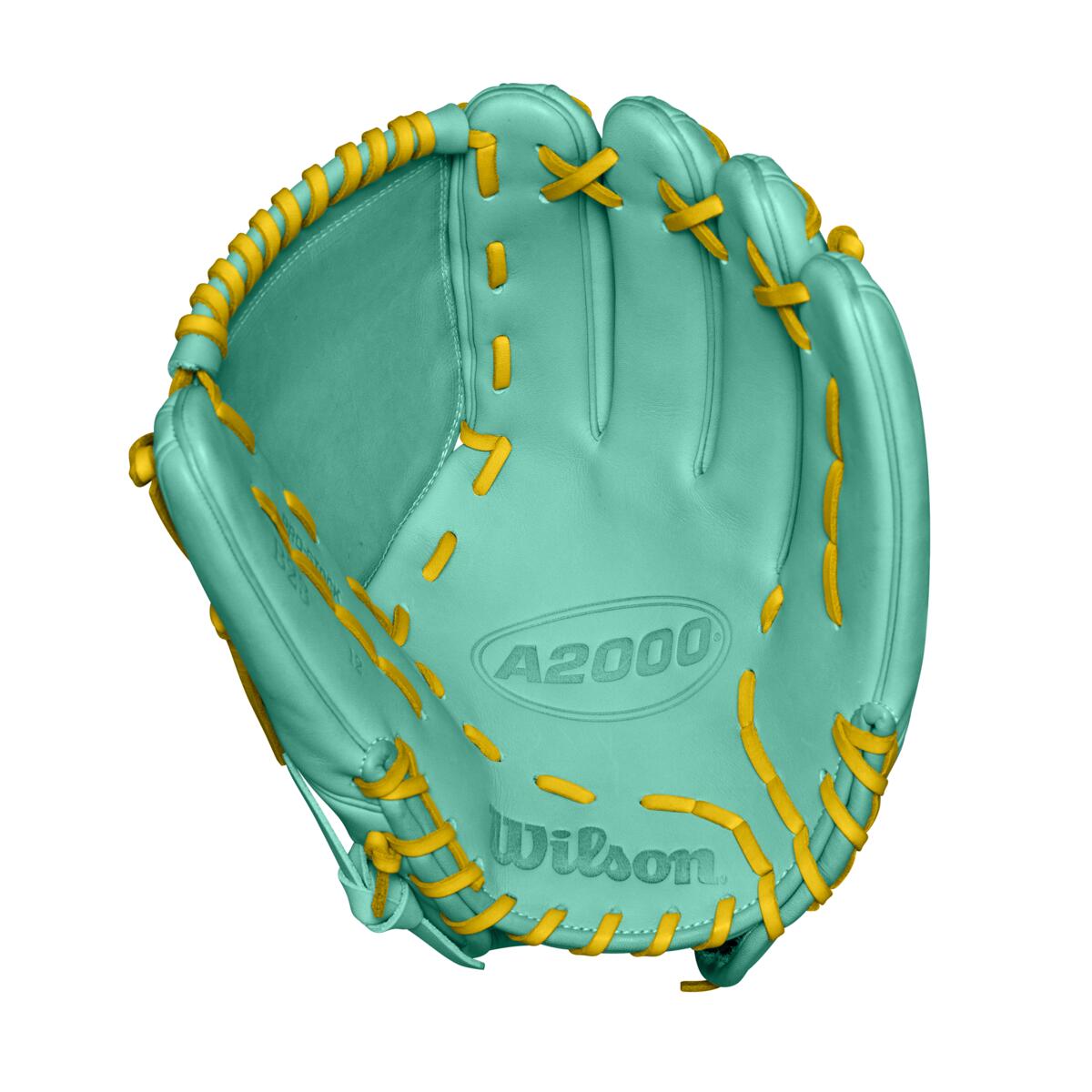 Wilson 2024 Fall A2000 B23 Seafoam/Yellow 12" Baseball Glove WBW10227012