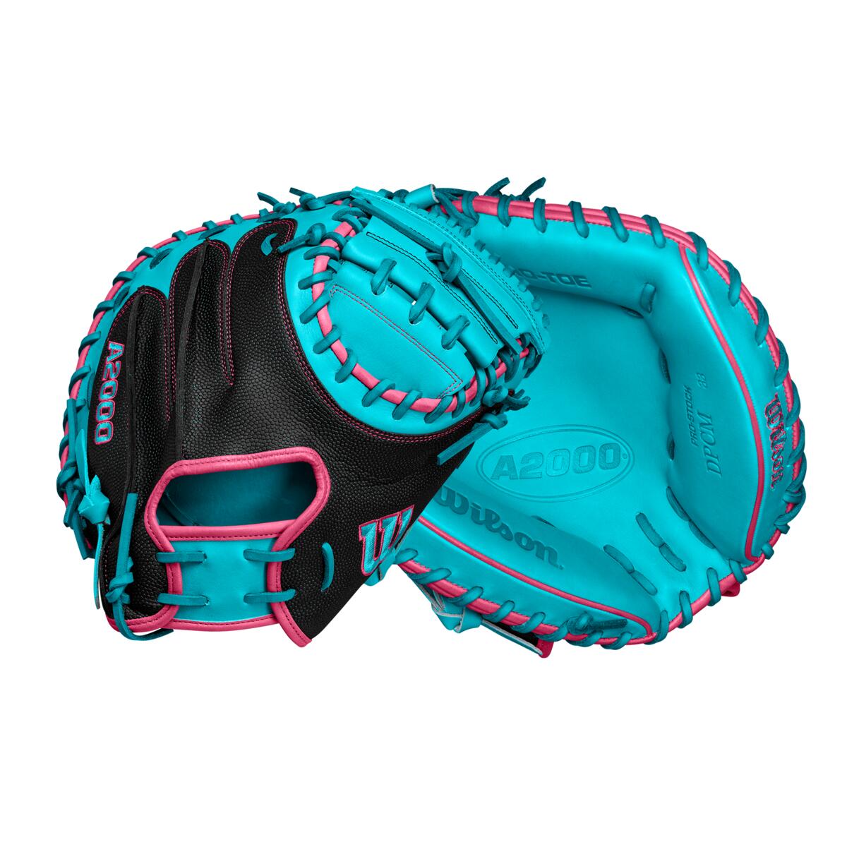 Wilson 2024 Fall A2000 CM33SS Black/Teal 33" Baseball Catcher's Mitt WBW10227433
