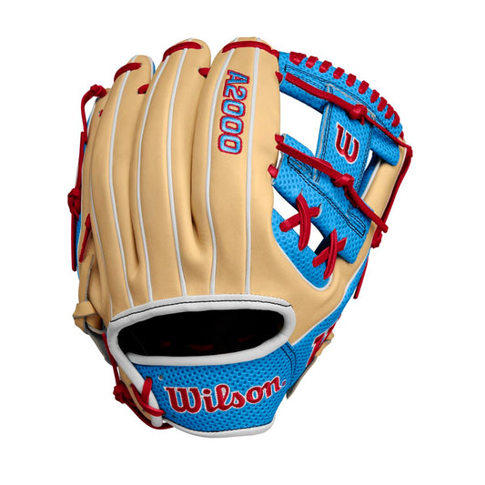 Wilson 2024 Fall A2000 1975 Blonde/Sky Blue 11.75" Baseball Glove WBW1022681175