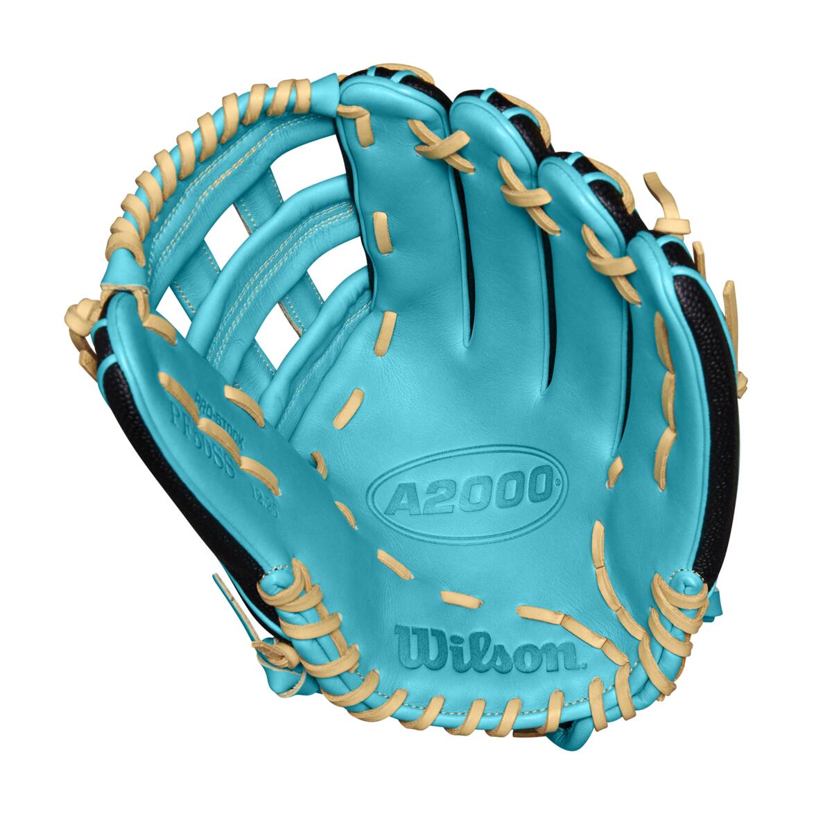 Wilson 2024 Fall A2000 PF50SS Black/Teal 12.25" Baseball Glove WBW1022771225