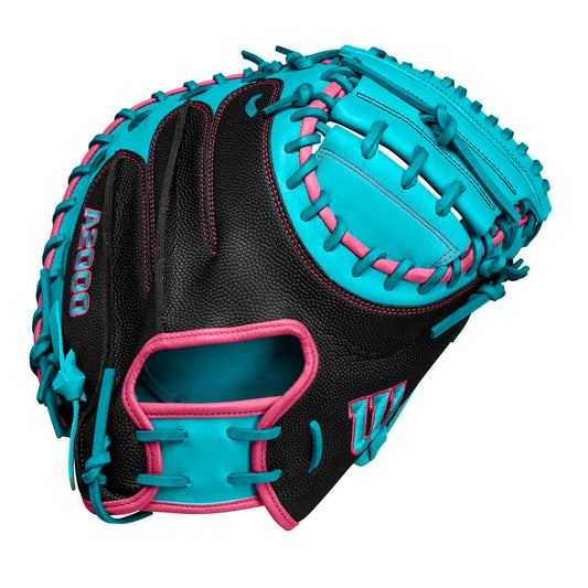 Wilson 2024 Fall A2000 CM33SS Black/Teal 33" Baseball Catcher's Mitt WBW10227433