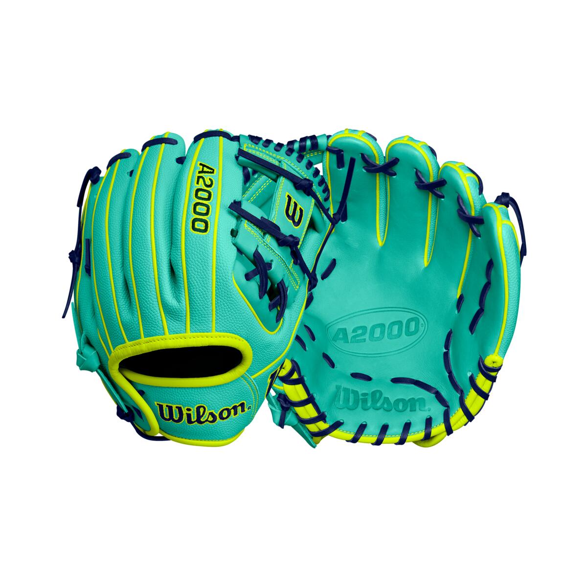 Wilson 2024 Fall A2000 DP15SS Seafoam/Optic 11.5" Baseball Glove WBW102275115