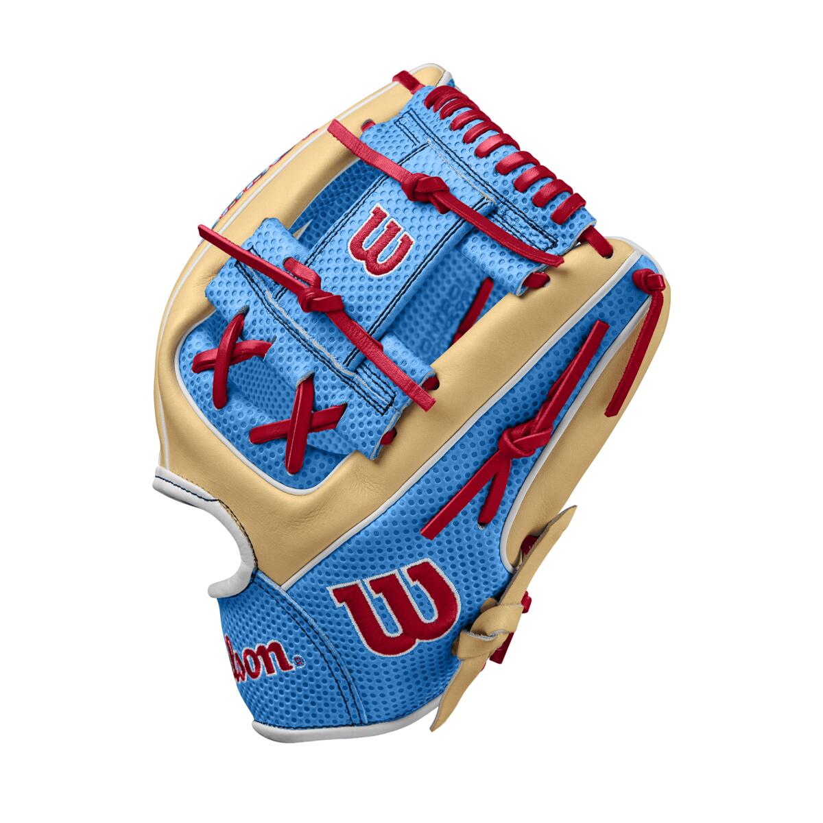 Wilson 2024 Fall A2000 1975 Blonde/Sky Blue 11.75" Baseball Glove WBW1022681175
