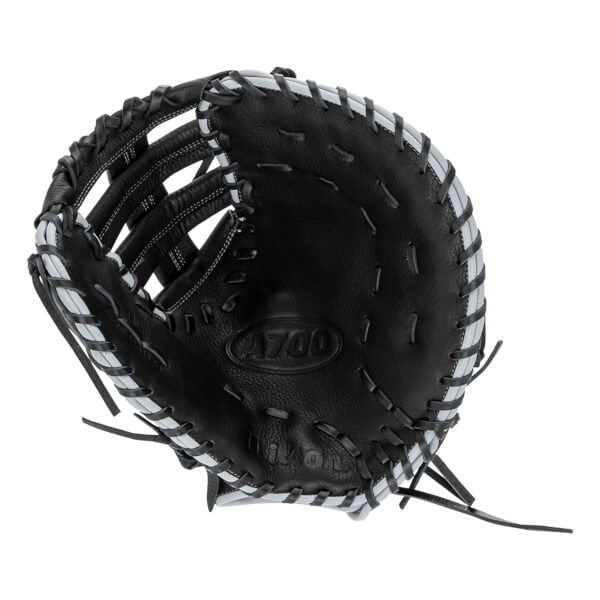 Wilson A700 Black/Silver/White 12.00" Baseball 1st Base Mitt WBW10163712