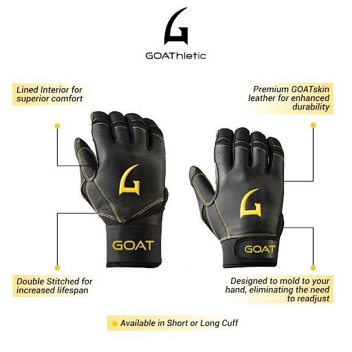 Goathletic Origin Series Long Cuff Black and Green Batting Gloves
