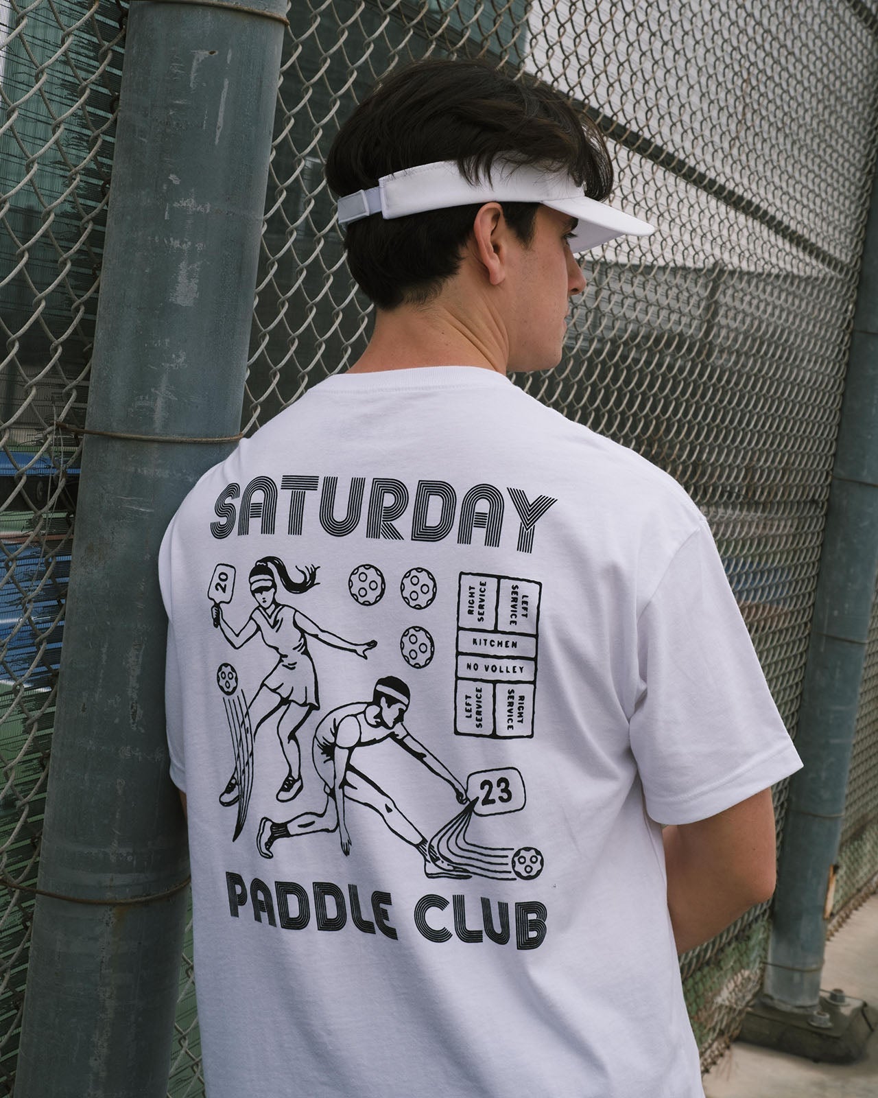 Retro Saturday Paddle Club Pickleball Tee (White)