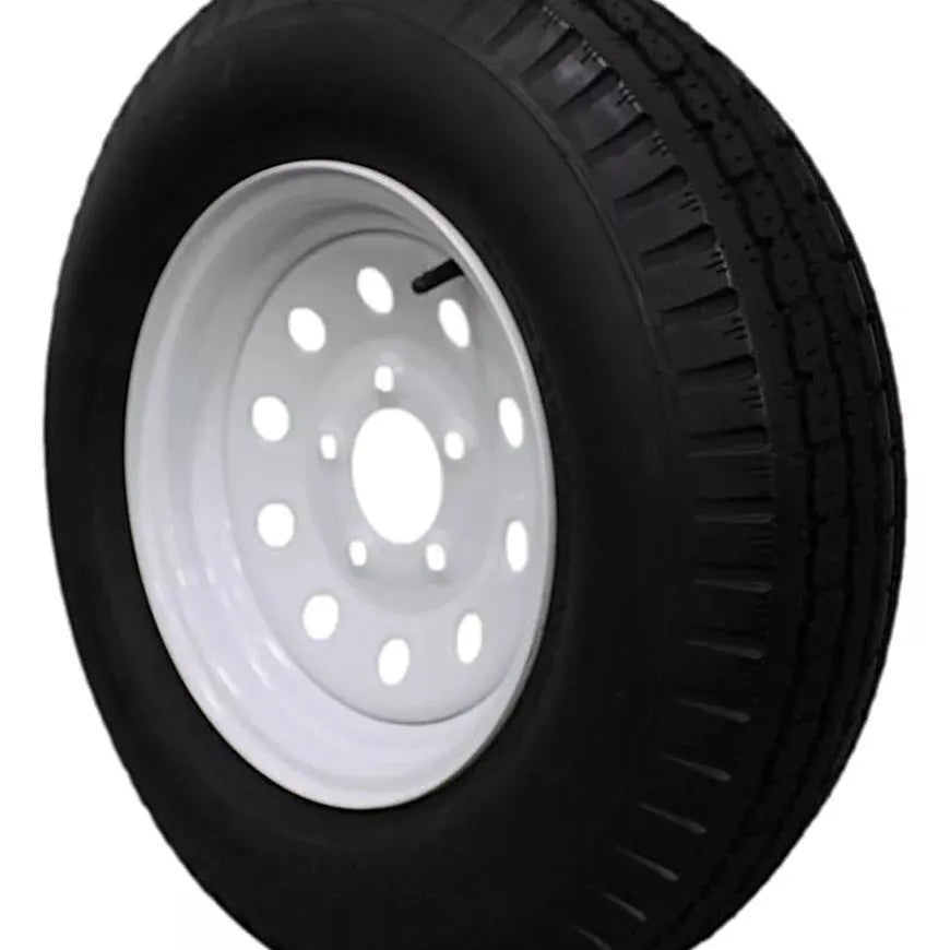 Antego ST185/80D13 Bias Trailer Tire & White Modular Wheel Assemblies, 6 Ply, 4-Pack