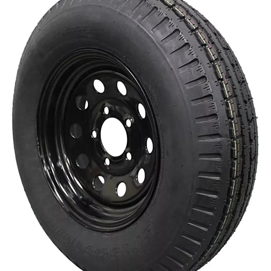 Antego ST185/80D13 Bias Trailer Tire & Black Modular Wheel Assemblies, 6 Ply, 2-Pack