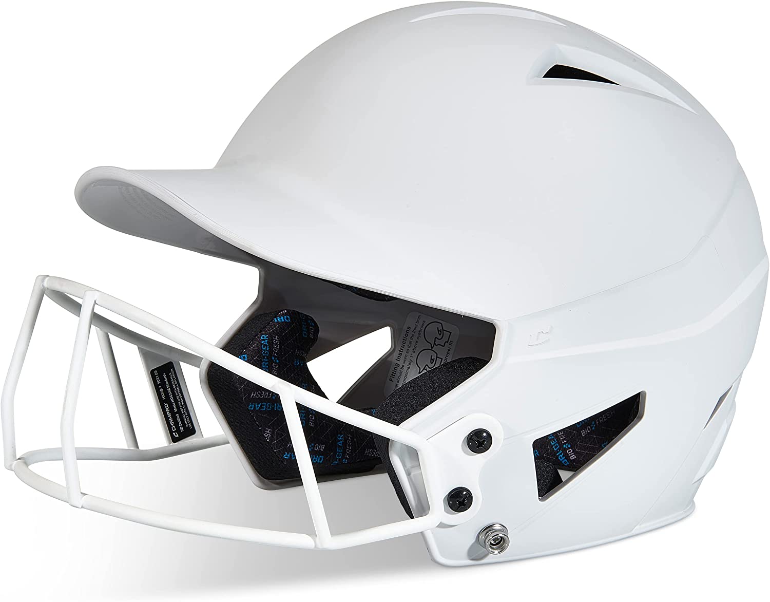 champro apex youth football helmet Champro HX Rise Matte Senior Fastpitch/Softball Batting Helmet w/ Facemask (White)