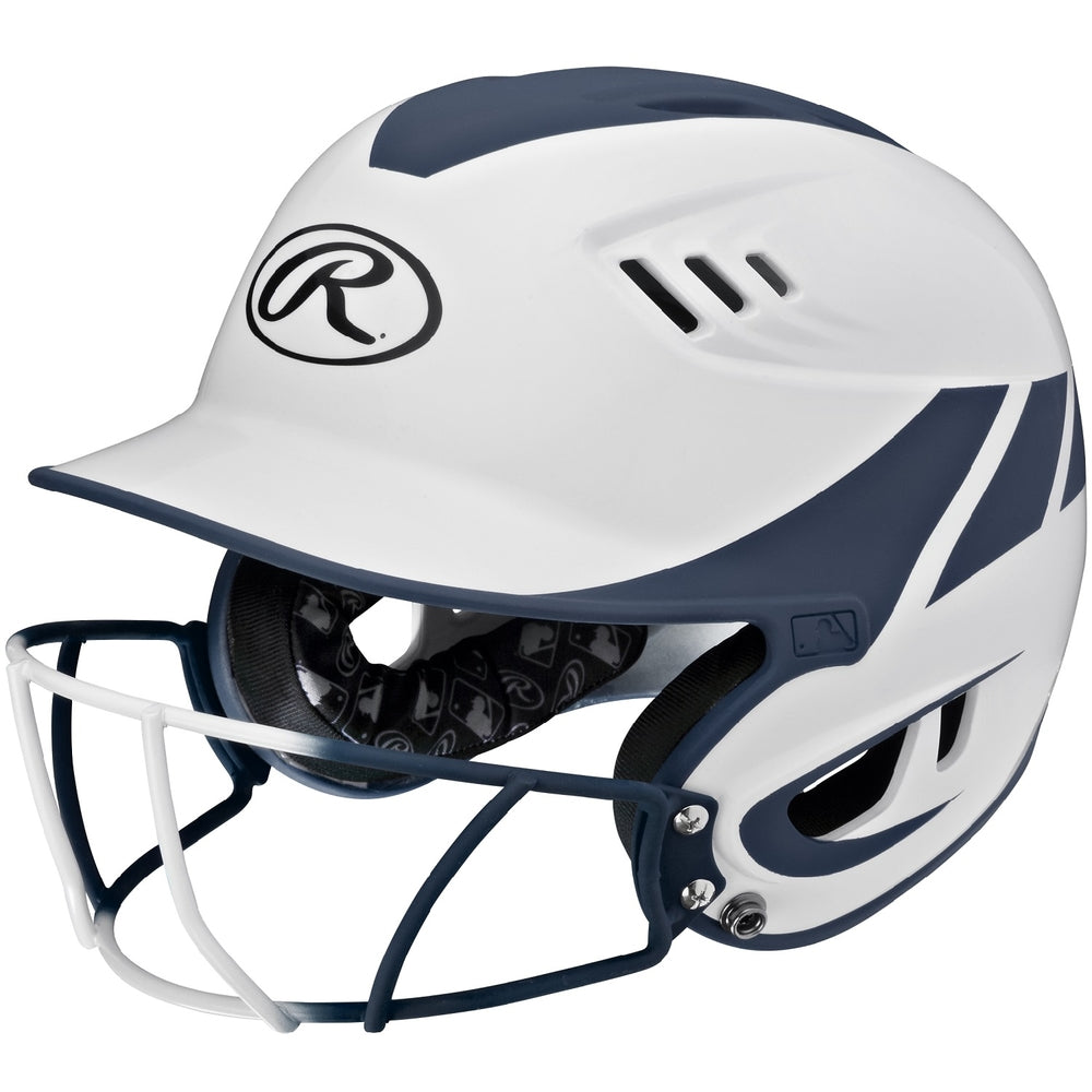 blue football helmet rawlings Rawlings Velo Junior 2-Tone Home Softball Helmet w-Mask-Navy