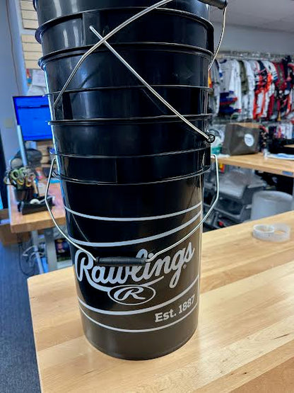 Prime Sports Rawlings Black 6gal Ball Bucket w/ Lid