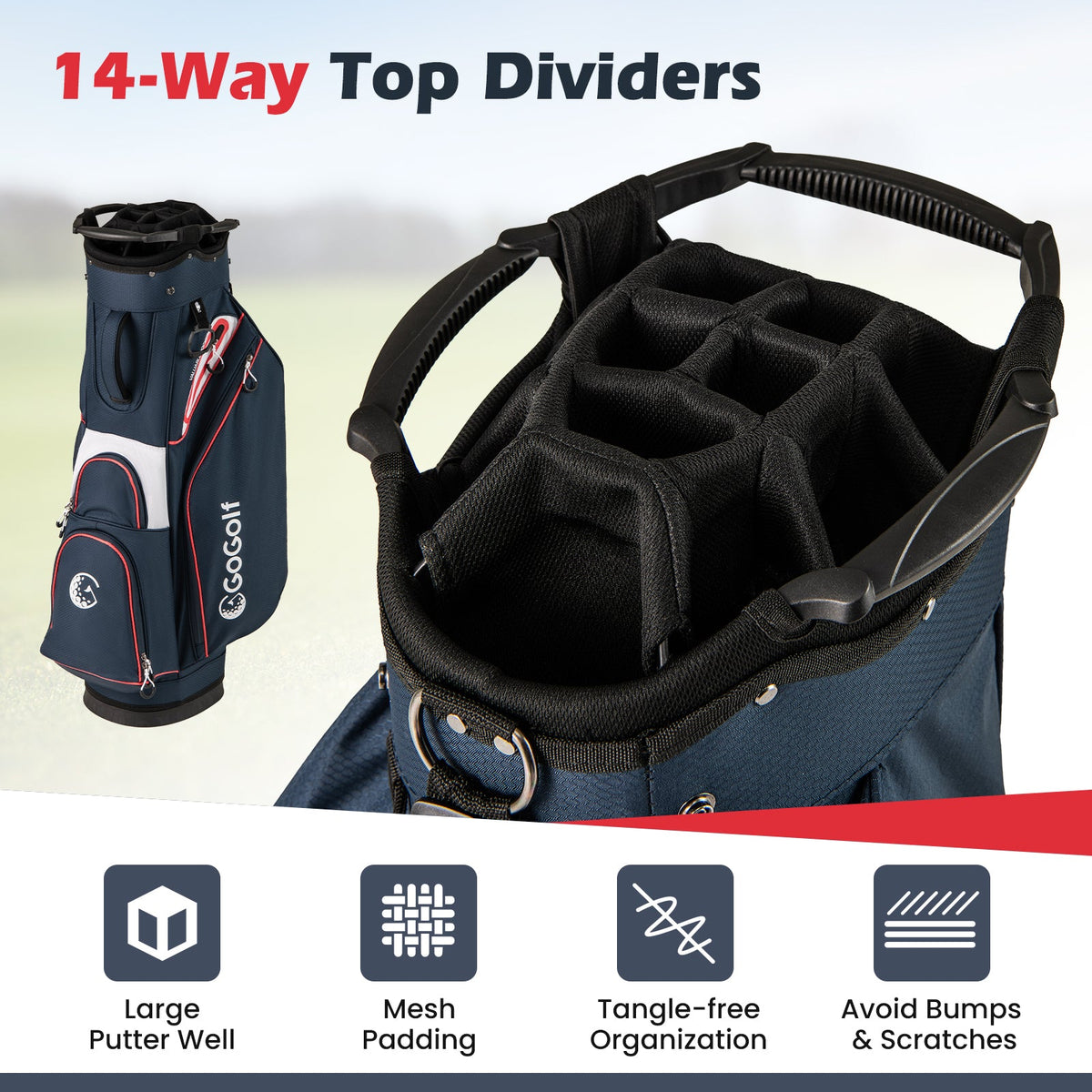 Golf Cart Bag Lightweight Portable Golf Club Organizer Bag