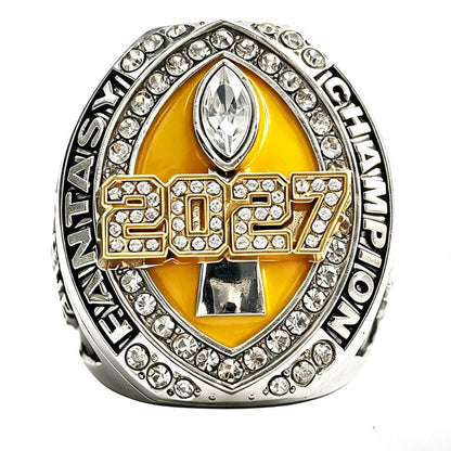 2027 Fantasy Football Championship Ring Replica – with Color Enamel Design